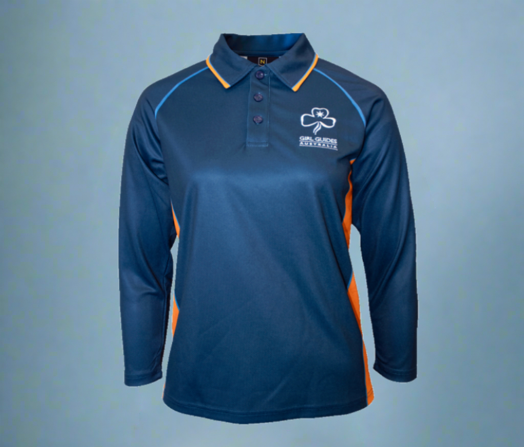 Teen Polo Shirt Navy and Orange Long Sleeve