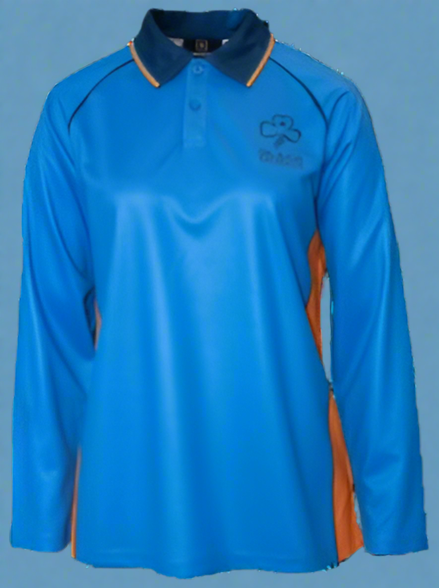 Tween Orange and Blue Long Sleeve Polo Top